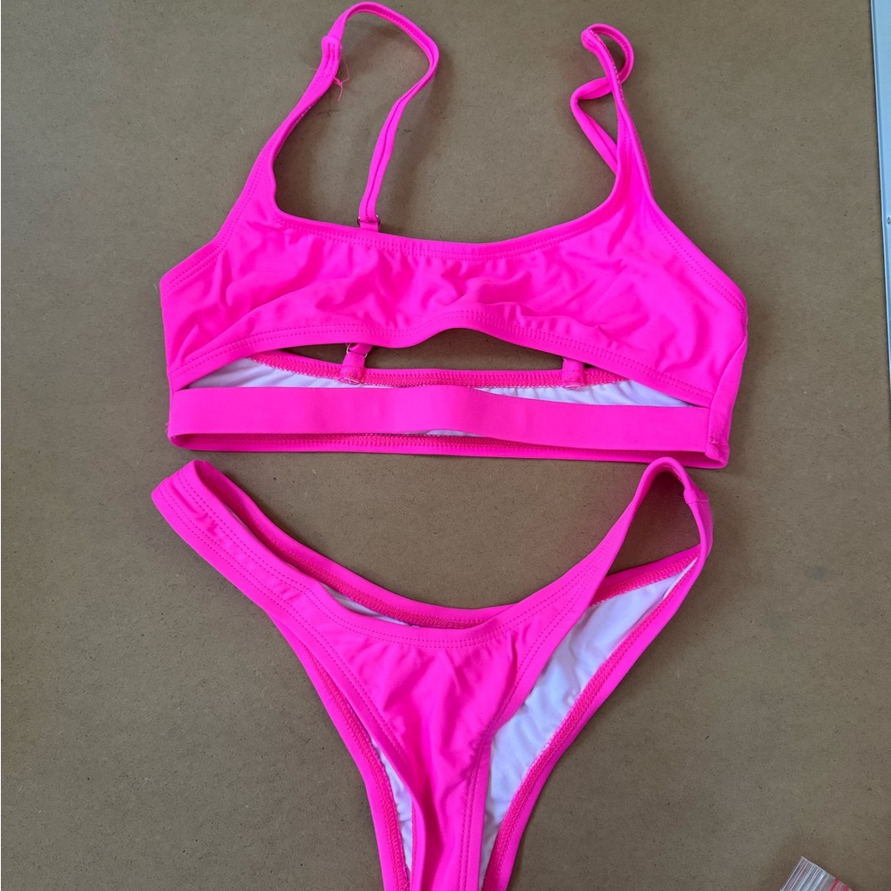 Fashion Nova Neon Hot Pink Two-Piece Bikini Set